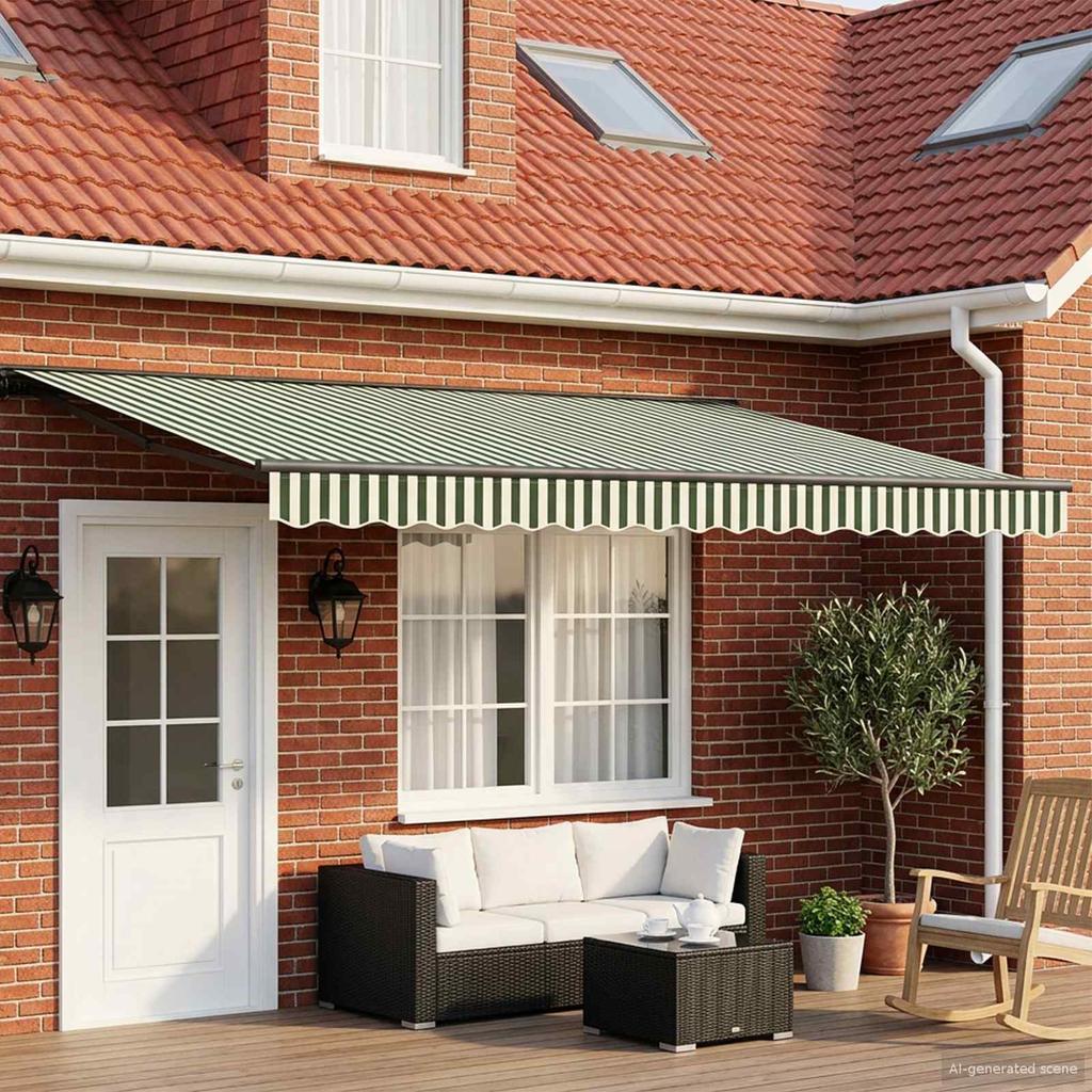 Electric Retractable Awning in Green White and Anthracite 5 x 3.5 m