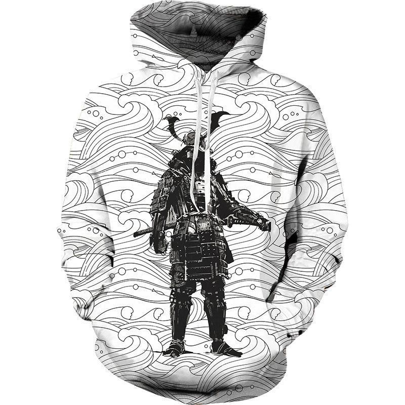 Trend Japanese Samurai Pattern Hoodies For Men Spring Autumn Long Sleeve Kids 3D Printed Pullover Loose Streetwear Harajuku Tops