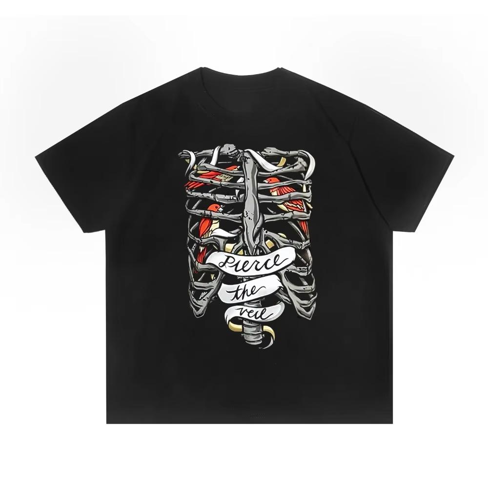 2025 Summer Unisex Rock Pierce The Veil Pierce The Veil Band Print Loose Womens Tshirt High Quality Short Sleeve Women Unisex Tee