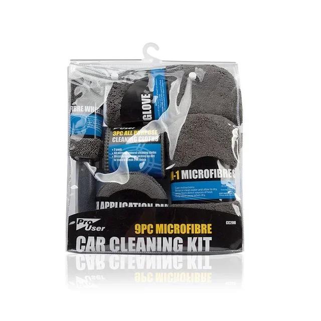 9 шт., наборы для чистки автомойки, полотенца из микрофибры, румяна, губка для мытья, перчатки, аппликатор для ухода за полировкой, подушечки для автодетейлинга, моющие средства
