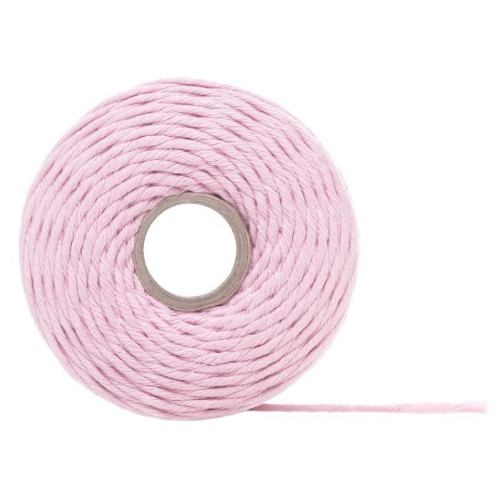 Corde Macramé - CREATIVE DECO - 200m - Rose Pastel - Fil de Coton et Polyester