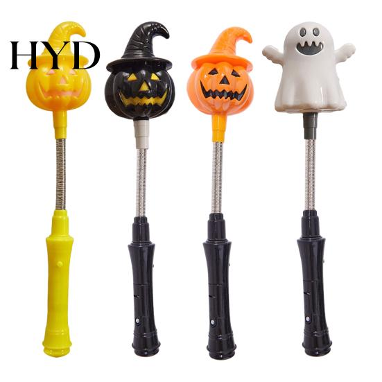 Ghost Light Decoration Halloween Party LED Glow Stick for Kids, Spooky Pumpkin No Flame Lighted Up Rod with Spring Holiday Favors Ritual
