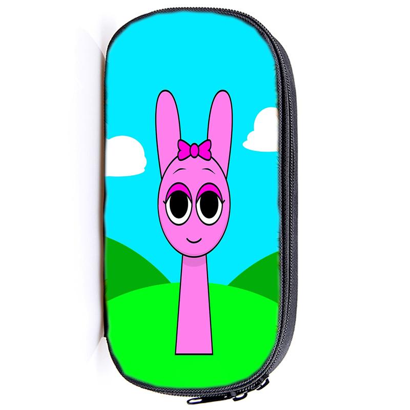 Сумка для хранения ручек Sprunki Incredibox Пенал для детей Многофункциональные косметические принадлежности для учебы Простые канцелярские принадлежности для мальчиков и девочек