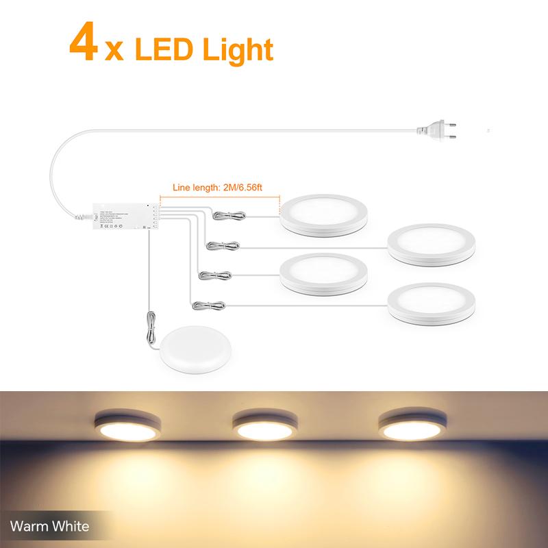 Ultra-Thin 5W LED Ceiling Panel Lights Dimmable Touch Sensor Cabinet Light For Closet, Display Shelf, Cabinet