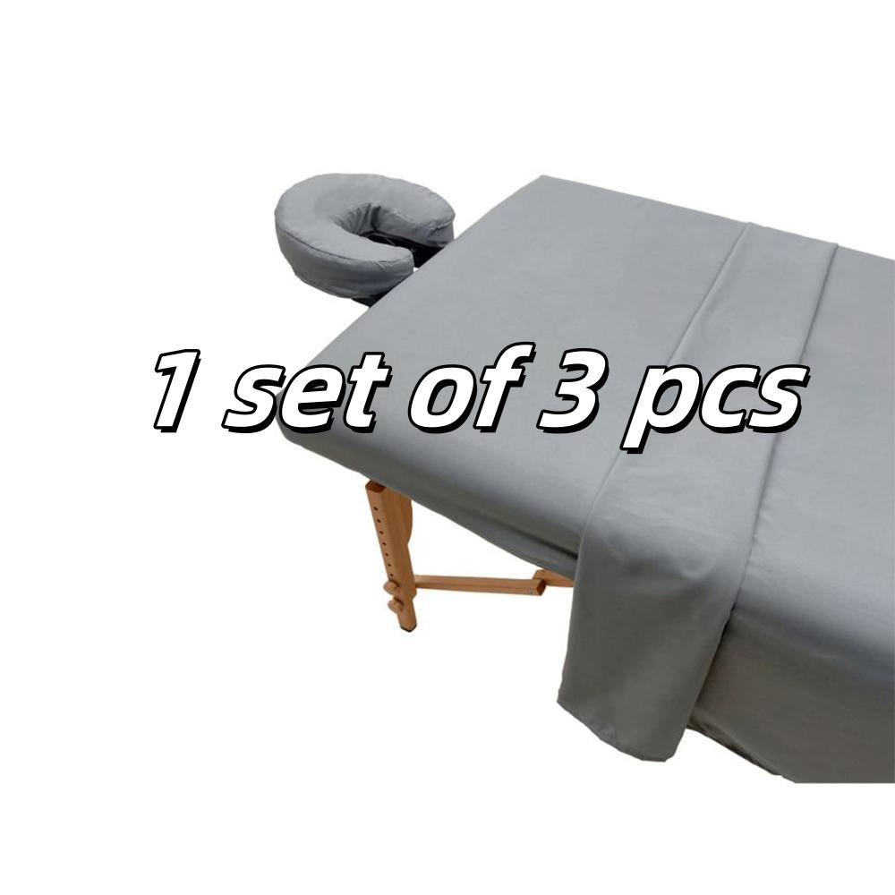 3 шт./Набор Микрофибра Набор простыней для массажного стола Премиум Салон СПА Покрывало для кровати Без запаха Комплект плоской и простыни на резинке с чехлом для подголовника