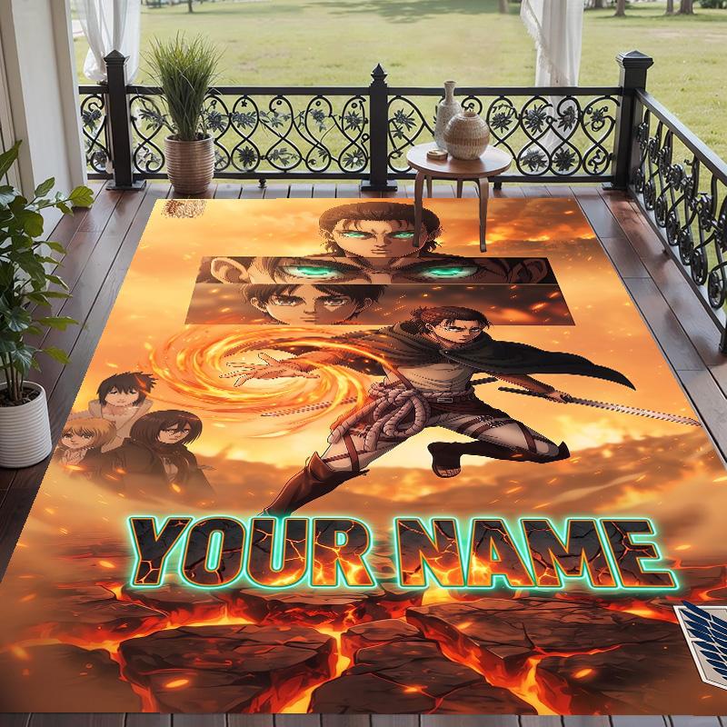 Custom Text Attack on Titan Pattern Floor Rug Soft Indoor Carpet Mat Living Room Bedroom