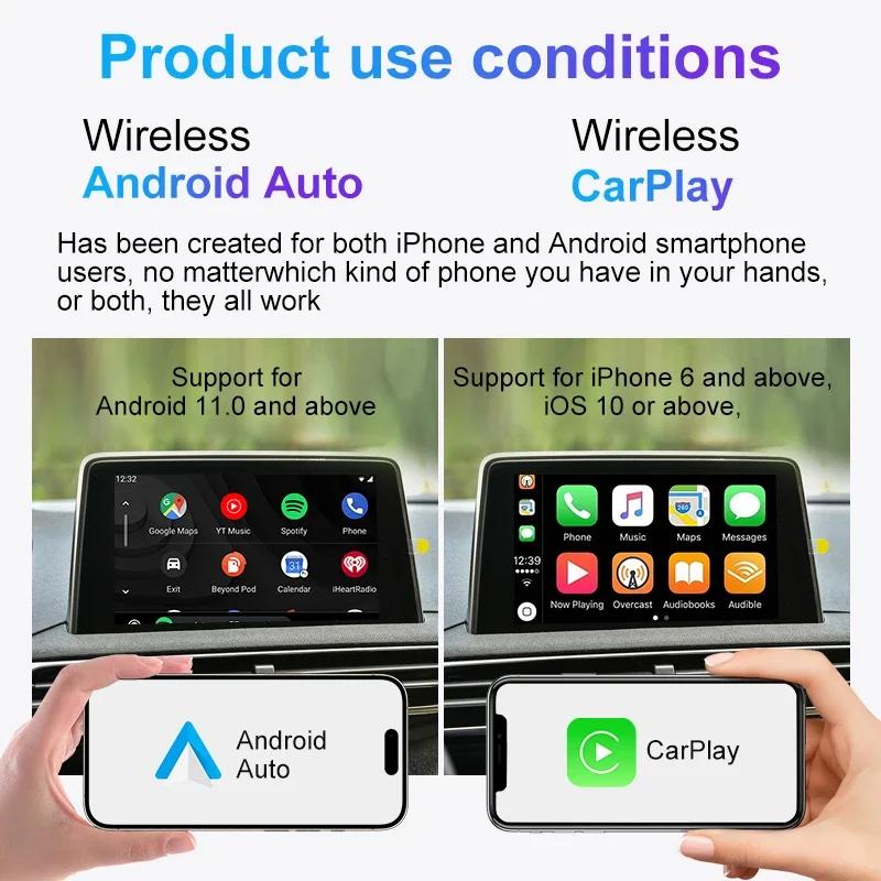 Беспроводной адаптер Carplay Android Auto 2 в 1 Адаптер Carplay для штатной автомагнитолы с USB Plug and Play Проводной в Беспроводной