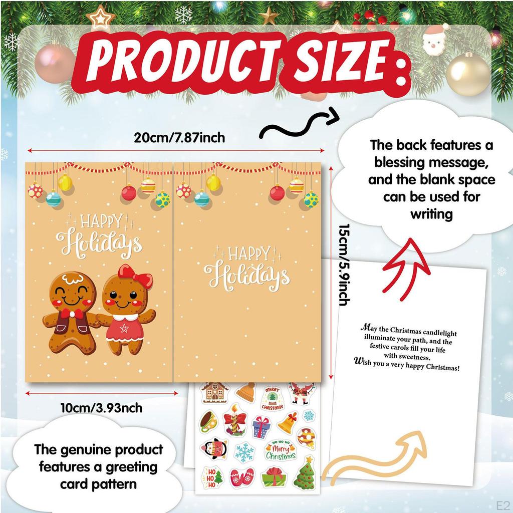 12Pcs Christmas Cards Assorted Holiday Decorative Elk Gift Boxes with Stickers Envelopes