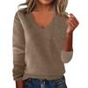 Women's Fashion Loose V-Neck Long Sleeve Bottom Shirt Top Knitted Sweater