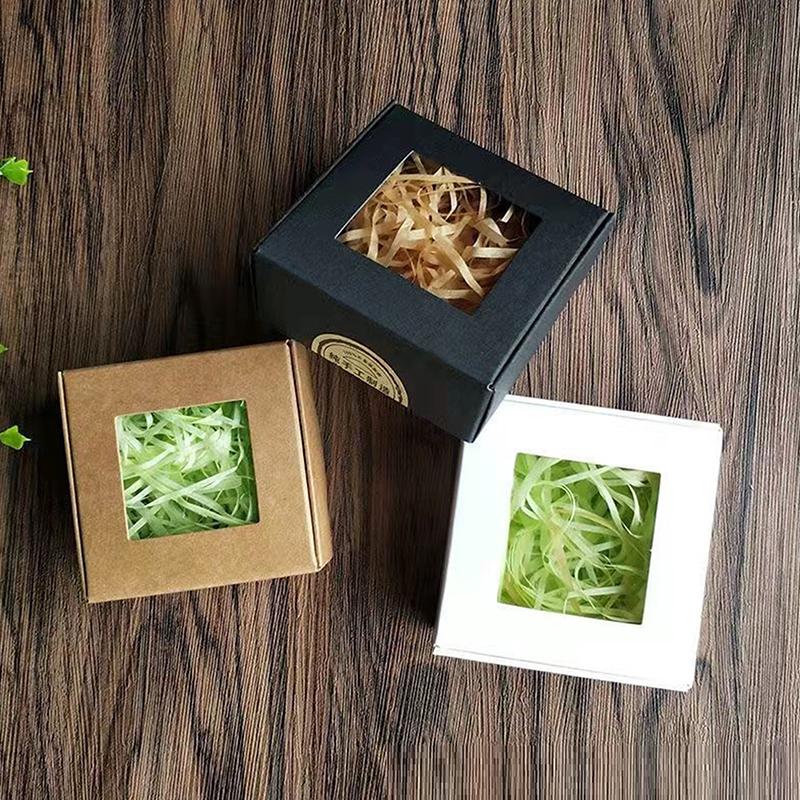 10 шт. Квадратные Белые/Крафт/Черные Коробки для Упаковки с Окном, Разные Размеры, Подарки на Свадьбу и Вечеринку, Плоские Коробки для Мыла Ручной Работы, Шоколада