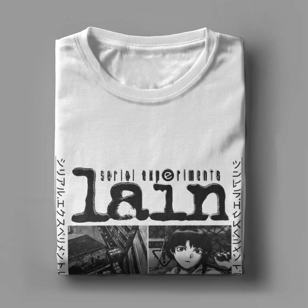 Serial Experiments Lain Anime Merch Men Women T Shirts Pure Cotton Tee Graphic Printed Cartoon Lain Iwakura T-shirt Clothing