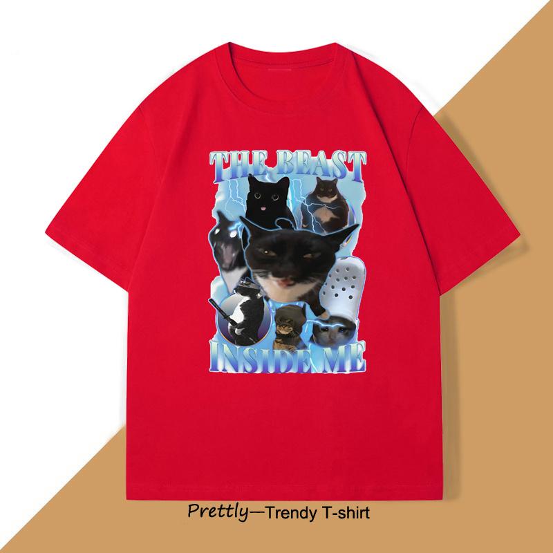 Футболка с забавным мемом о кошках в стиле 90-х годов, женская и мужская, футболка с изображением любителей кошек, хлопковая, с коротким рукавом, для мужчин и женщин