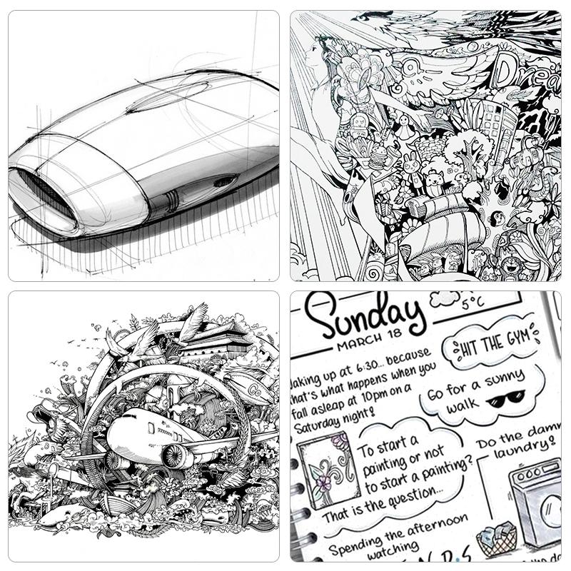 10pcs/Set Waterproof Ink Black Micron Drawing Pen Pigment Fine Line Sketch Marker for Hand Drawn Animation Art Supplies