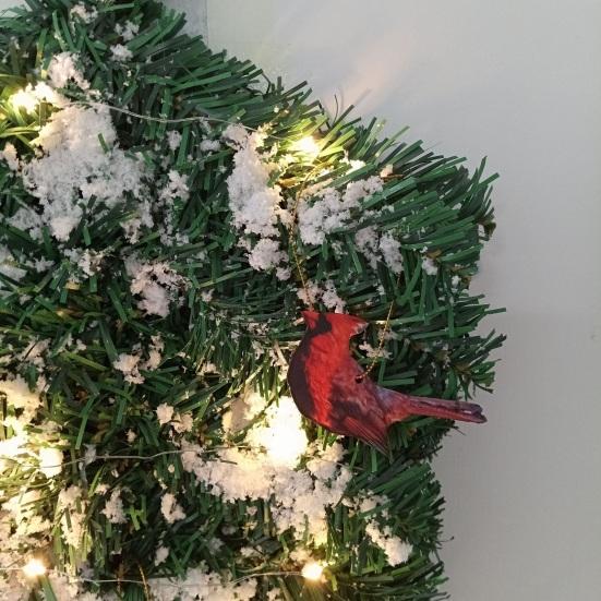 Artificial Christmas Teardrop Swag 20" Faux Pine Greenery Teardrop Wreath with Fake Snow