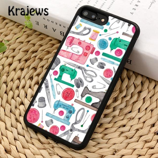 Krajews love Sewing Machine Pattern Phone Case Cover For IPhone 18 17 Air 16 15 14 plus 11 12 13 pro max coque Fundas