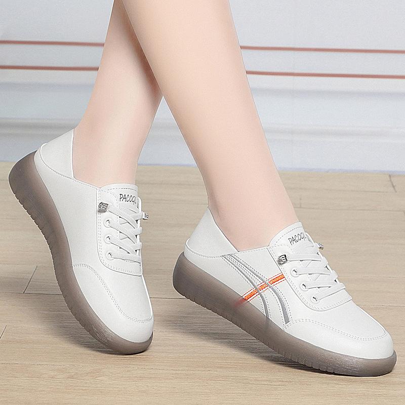 Повседневная женская обувь на весну и осень с мягкой нескользящей подошвой, удобная для путешествий белая обувь, женские туфли с подошвой из коровьей кожи