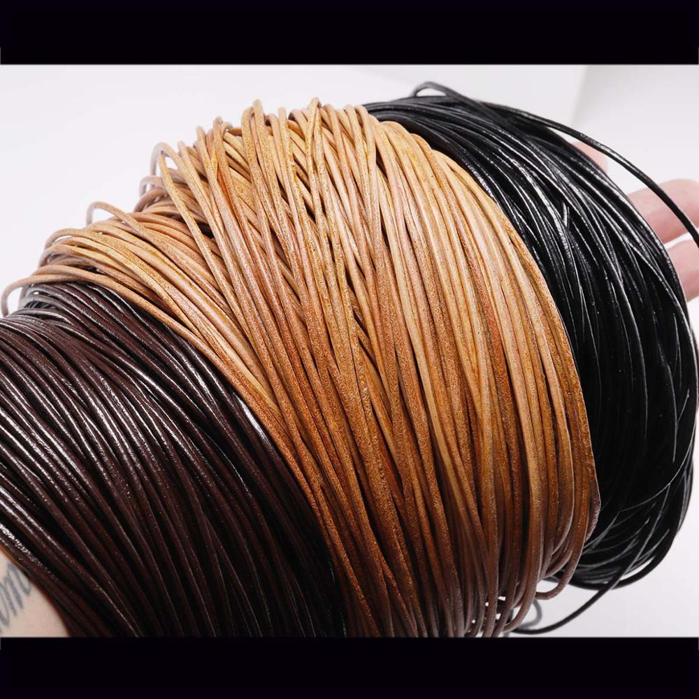 2-5 м/лот, 3 цвета, натуральная коровья кожа, круглые стринги, кожаный шнур, веревка для DIY, ожерелье, браслет, изготовление ювелирных изделий своими руками