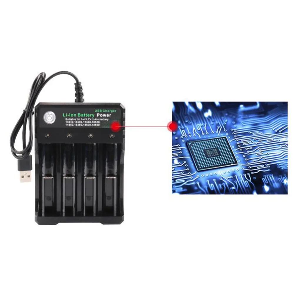 Перезаряжаемые литиевые батареи 12 4 слота AC 110В 220В Зарядное устройство для аккумуляторов 18650 Черное Для 14500 14650 16650 18350 18500 18650 37В
