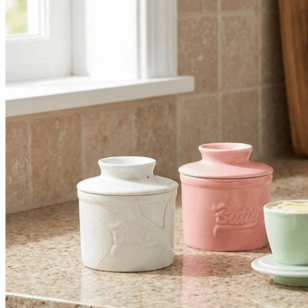 Керамический горшочек для сливочного масла 'Keep Fresh' Герметичный керамический горшочек для масла Простой хранитель масла Ресторан