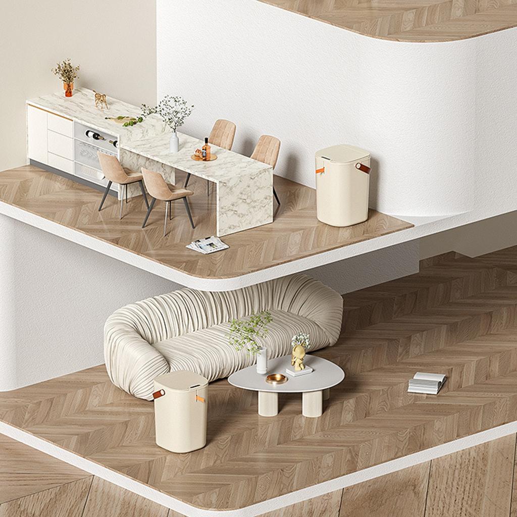 20 л сенсорное мусорное ведро с ручкой АБС автоматическое индукционное бесконтактное мусорное ведро для ванной комнаты кремового цвета