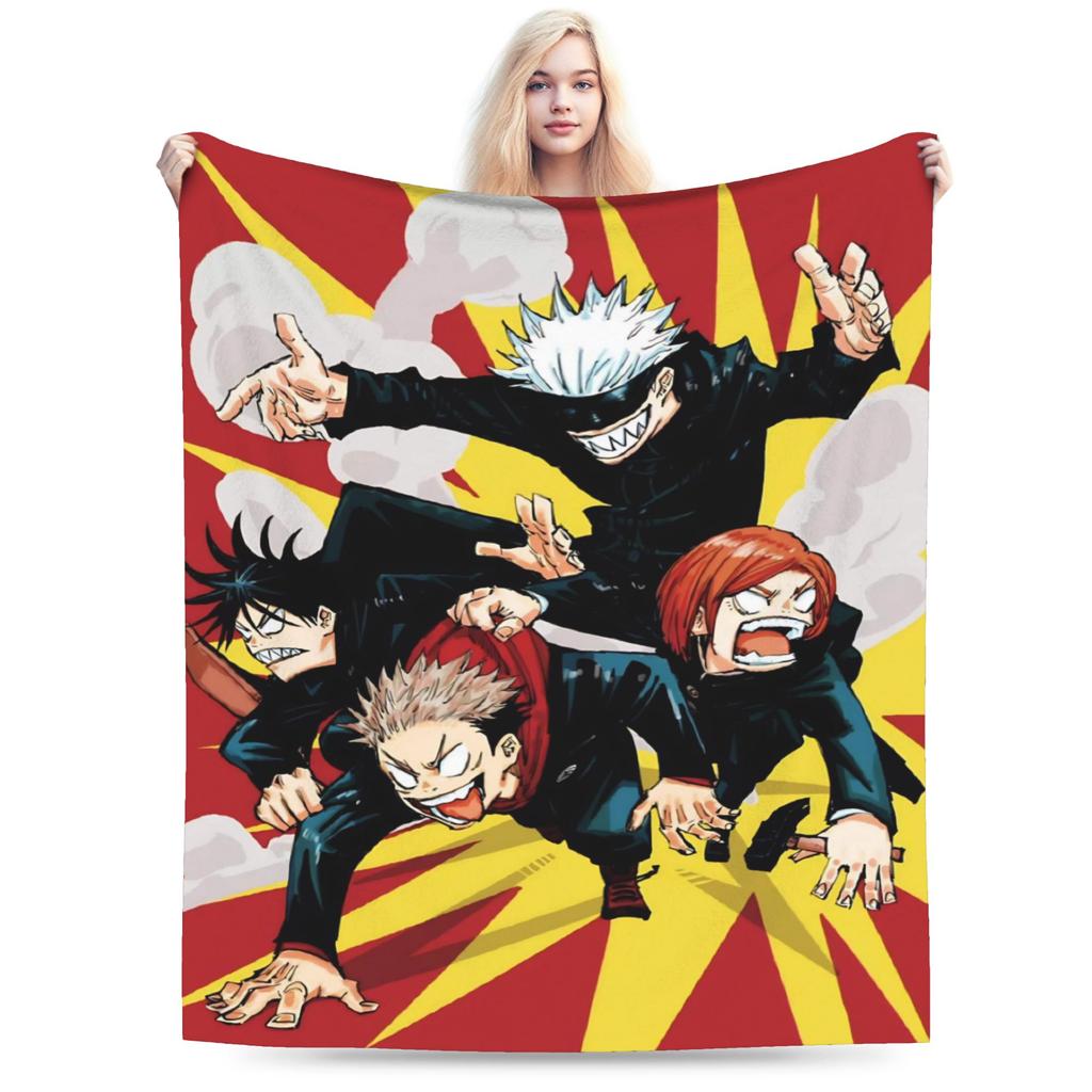 Gojo Satoru Blankets Winter Super Soft Throw Blanket For Girl Bedroom Flannel Bedspread Bed Cover