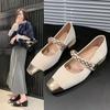 Flat Shoes for Women Spring Autumn  New Flat Sole Single Shoes Square Toe Fashion Flat Heel Boat Shoes Size 35-40