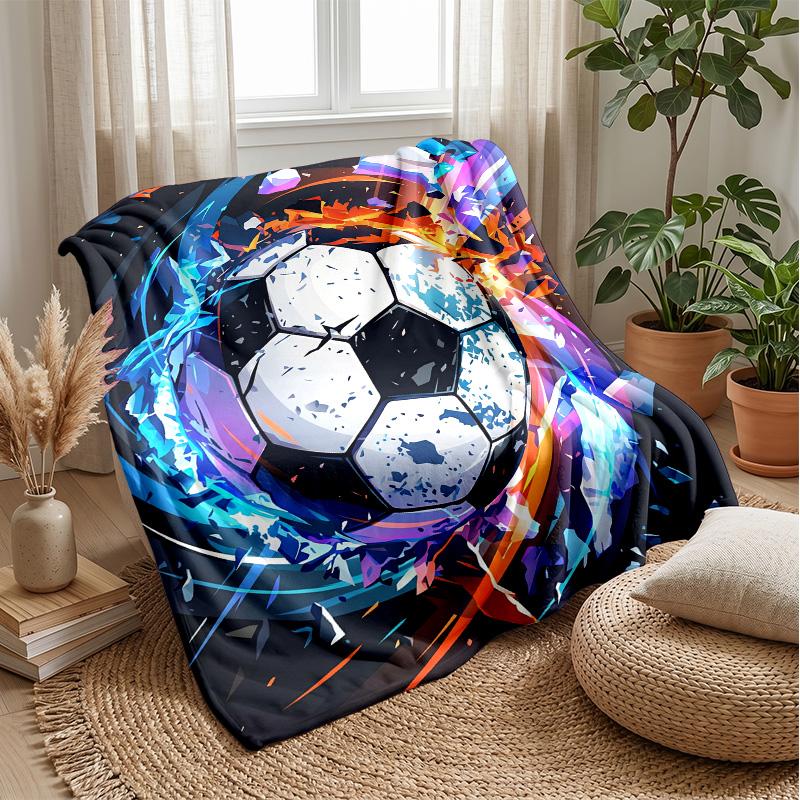 Soccer Ball Energy Burst Theme blanket Lightweight Warm Flannel Blanket Decorative Throw Blanket for Home Decoration