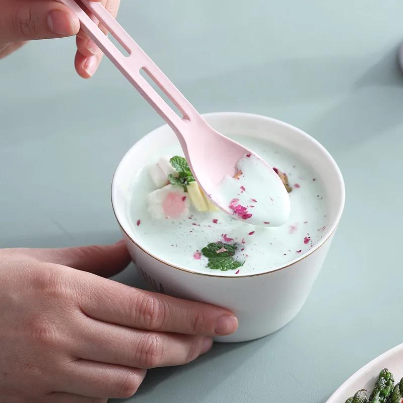 3 в 1 дорожные столовые приборы портативная коробка для столовых приборов японский стиль пшеничная солома ножи вилка ложка студенческие столовые приборы наборы для кемпинга на открытом воздухе