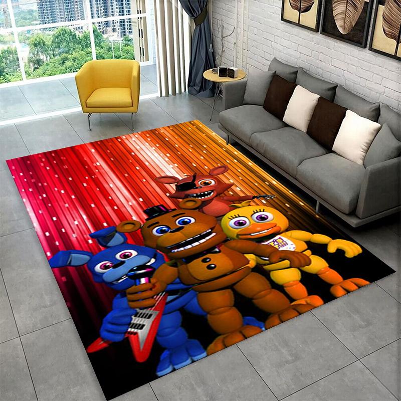 Классический ковер-коврик F-FNAF Хоррор Игра Фредди для игровой комнаты, спальни, гостиной, дивана, домашнего декора, детский коврик, нескользящий коврик для пола