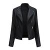 Women Fashion Lace-up Leather Jacket Slim Fit Spring Autumn Motorcycle Jacket Zipper Jacket
