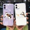 Забавный Мультяшный Кот Чехол для Телефона iPhone 15 11 12 Pro Max 13 XR XS X 8 7 SE 14Plus Милый Рисунок Животного Прозрачный Мягкий ТПУ Чехол-Оболочка