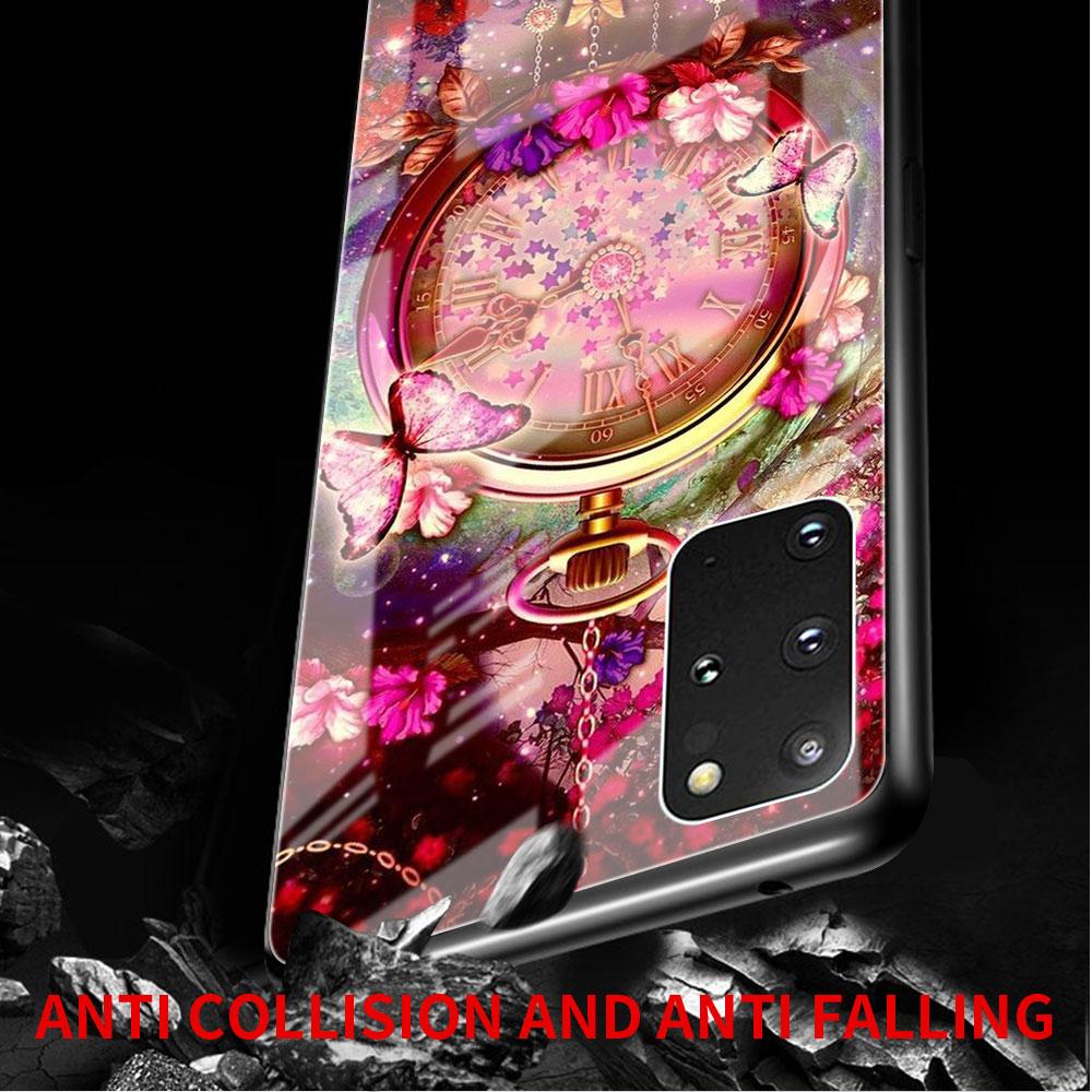 Чехол из закаленного стекла для Samsung Galaxy S22 S21 Ultra S20 Fe S10 S9 S8 S22 S21 Plus Note 20 10 Phone Funda Rose Butterfly Flower