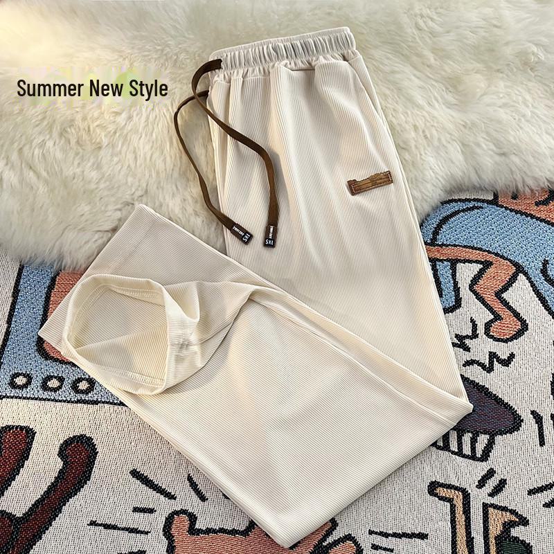 Мужские летние брюки прямого кроя из быстросохнущего шелка Ice Silk — модный повседневный спортивный стиль