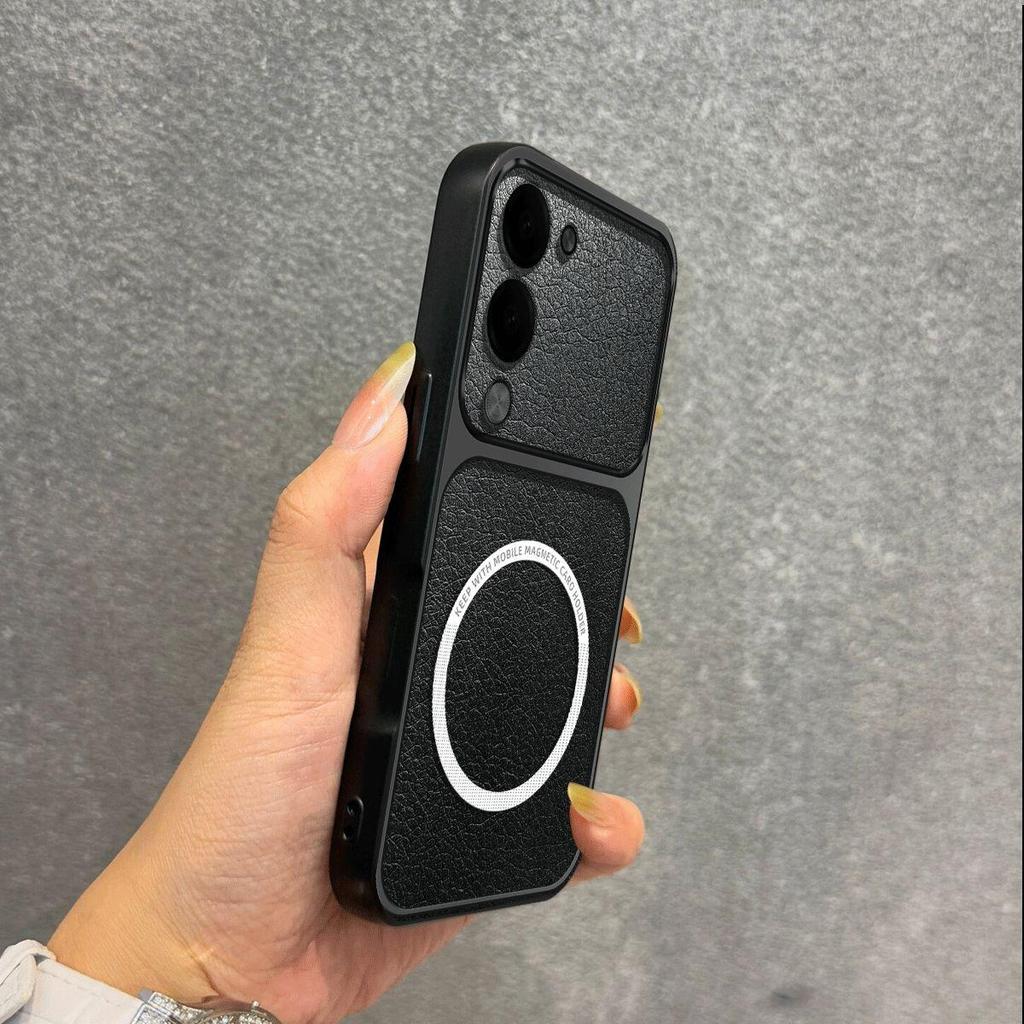 Улучшенный защитный чехол с большим объективом для Vivo Y29t 5G, Y29s 5G, Y04, Y04s. Роскошный кожаный чехол с магнитным кольцом.