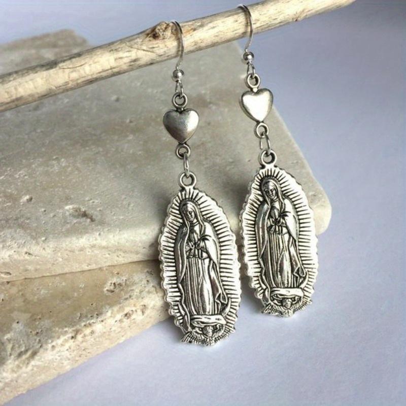 Ethnic Copper Color Heart Virgin Dangle Women's Earrings Hand Carving Geometry Party Daily Wear