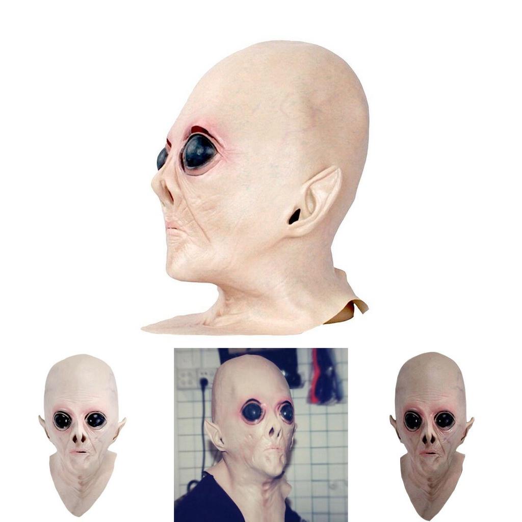 Unisex Creepy Ufo Alien Face Full Mask Perfect For Halloween And Cosplay Events