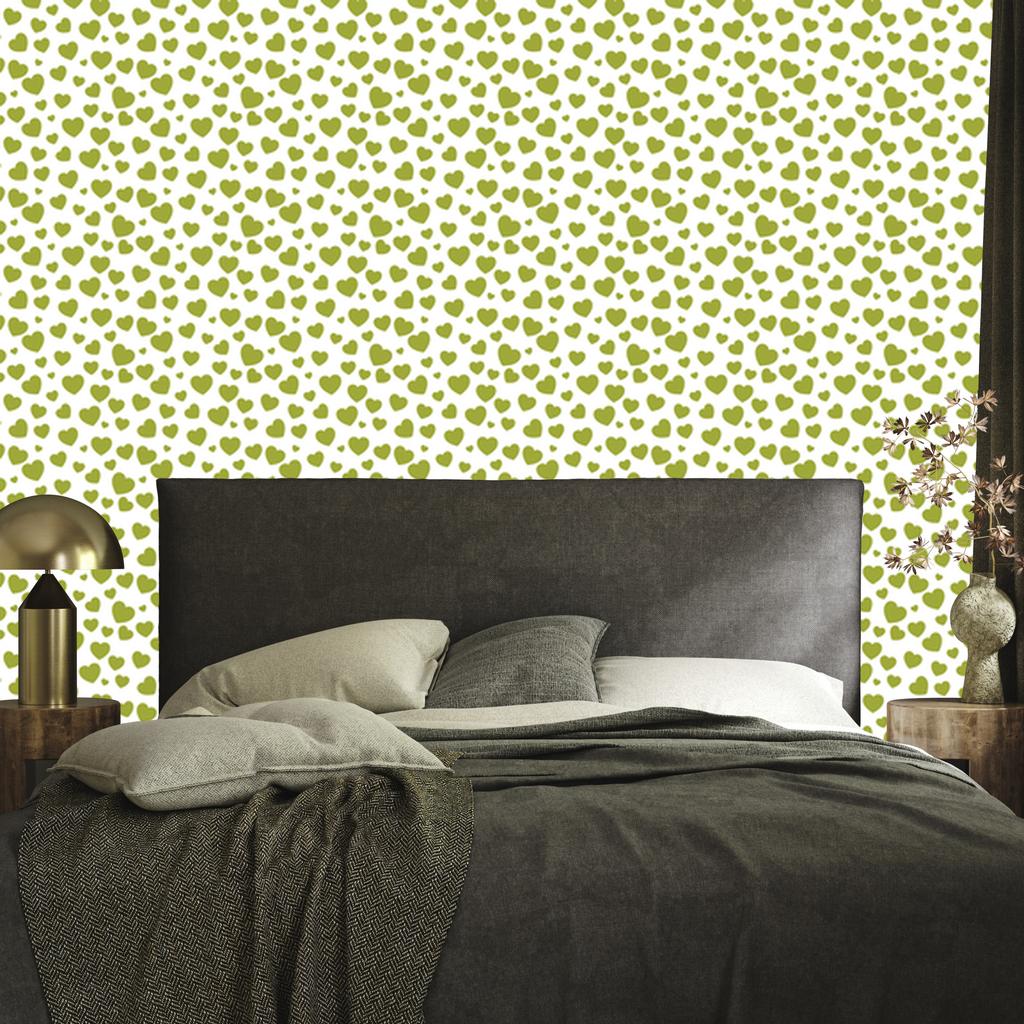 Heart Wallpaper White, Yellow and Beige 50x1000
