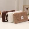 Portable Plush Cosmetic Storage Bag - Cute Bear Logo, Large Capacity, Trendy Ins Style, Perfect for Travel