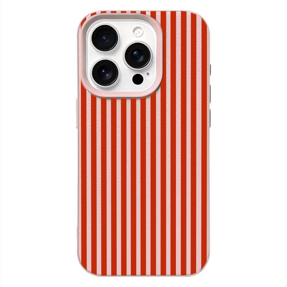 Мягкий чехол с красными и черными полосами, текстура кожи, для iPhone 17 17E 16 15 14 13 12 11 Pro Max, эстетичный, ударопрочный