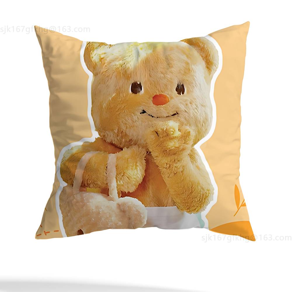 Butter bear Pillow Case Anti-dustmite Pillowcase Invisible zipper silky short plush Sofa cushion cover