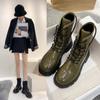 Женские кожаные ботинки на платформе, модные ботильоны, уличные повседневные прогулочные ботинки, женские ботинки