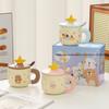 Милая керамическая кружка с щенком, крышкой и ложкой, чашка для воды с высоким внешним видом, чашка для завтрака дома, сувенир для девочки