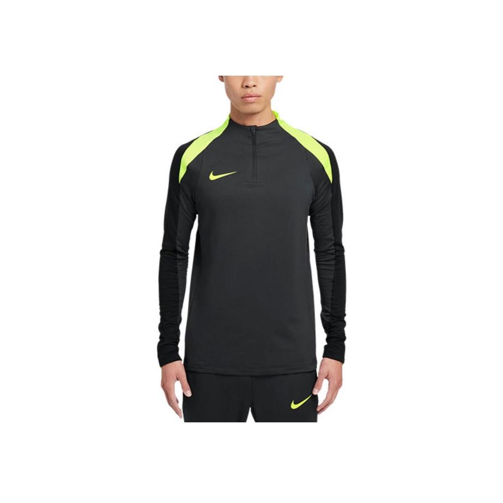 Nike Футболка мужская черная с логотипом, воротником-стойкой и длинными рукавами для прохладных тренировок FN2404-060