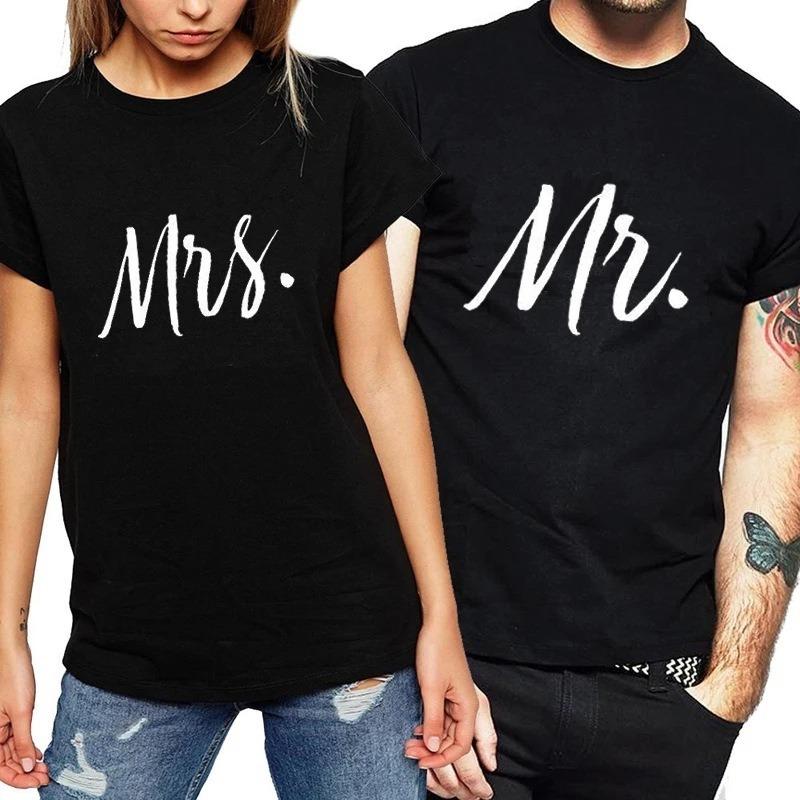 Футболка для пар с надписью «King Queen» Футболка для пар с надписью «MR MRS» Летняя модная женская футболка Повседневные топы с круглым вырезом Футболка для влюбленных