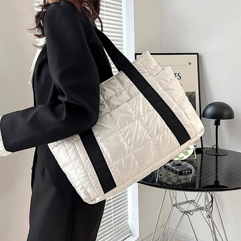 Модная нейлоновая стеганая сумка с мягкой подкладкой для женщин, сумка через плечо из космического хлопка, мягкая пушистая сумочка, женский шоппер, сумка под мышку KTY