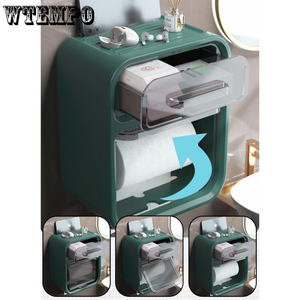 WTEMPO Коробка для туалетной бумаги Стеллаж для хранения туалетной бумаги Водонепроницаемая неперфорированная полка для салфеток Высококачественная настенная коробка для рулонной бумаги