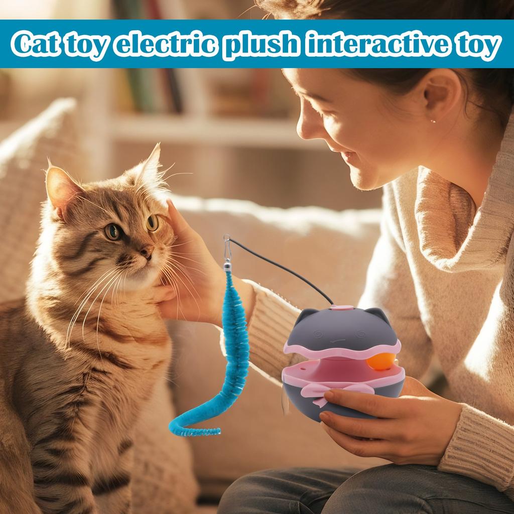 Interactive Toy With Tail, New Smart Moving Toy Ball For Indoor Cats, Rechargeable Automatic Rolling Teasing