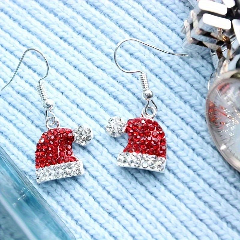 1 Pair of Elegant Silver Plated Zinc Alloy Drop & Dangle Earrings for Women with Rhinestone Accents, Iron Ear Needle, Festive Holiday Gift for Winter