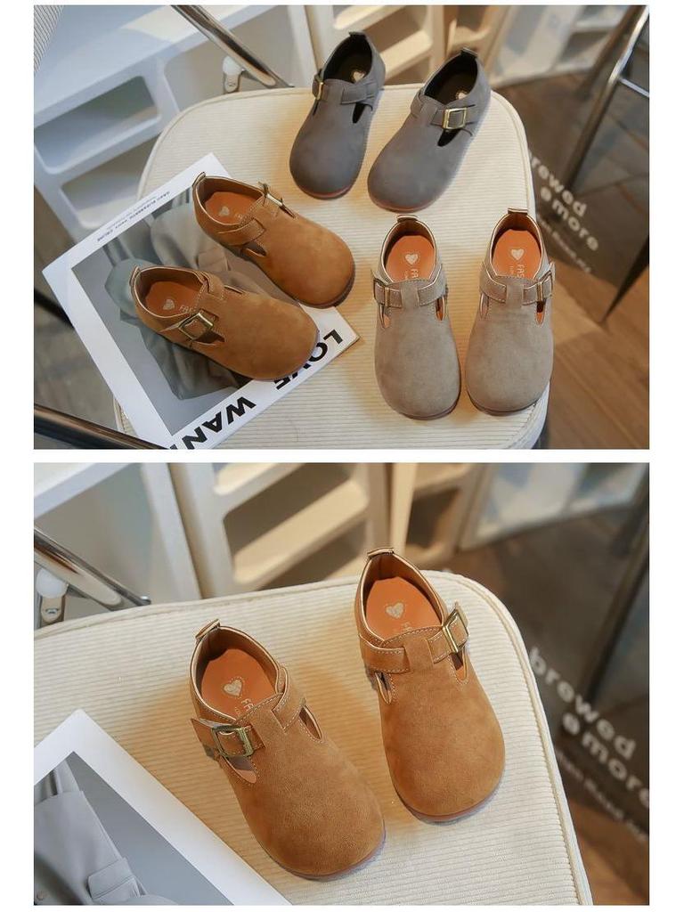 Детская кожаная обувь Осень 2025: Ретро корейский стиль, мягкая подошва, нескользящие для мальчиков и девочек