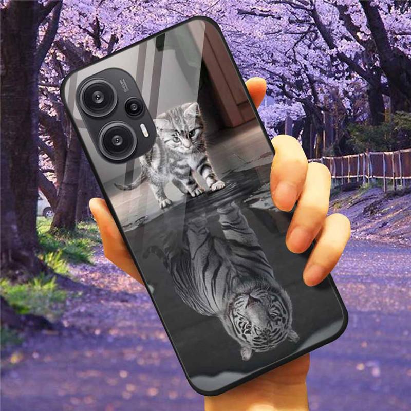 Для Xiaomi Poco F5 5G / F5Pro Чехол Закаленное Стекло Озеро Луна Жесткая Защитная Крышка для POCO F5 Pro Capas Funda на PocoF5 Роскошный Coque